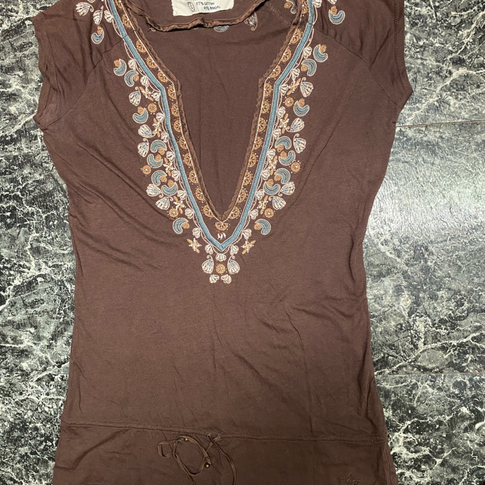 Abercrombie & Fitch Brown Embellished Tank Top Blouse